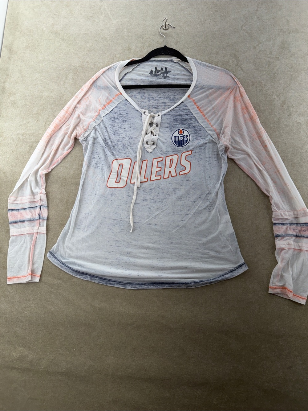 Lace-Up Long Sleeve Women's Jersey Tee - White/Orange